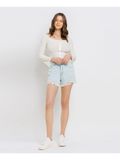 VERVET Super High Rise Distressed Mom Shorts