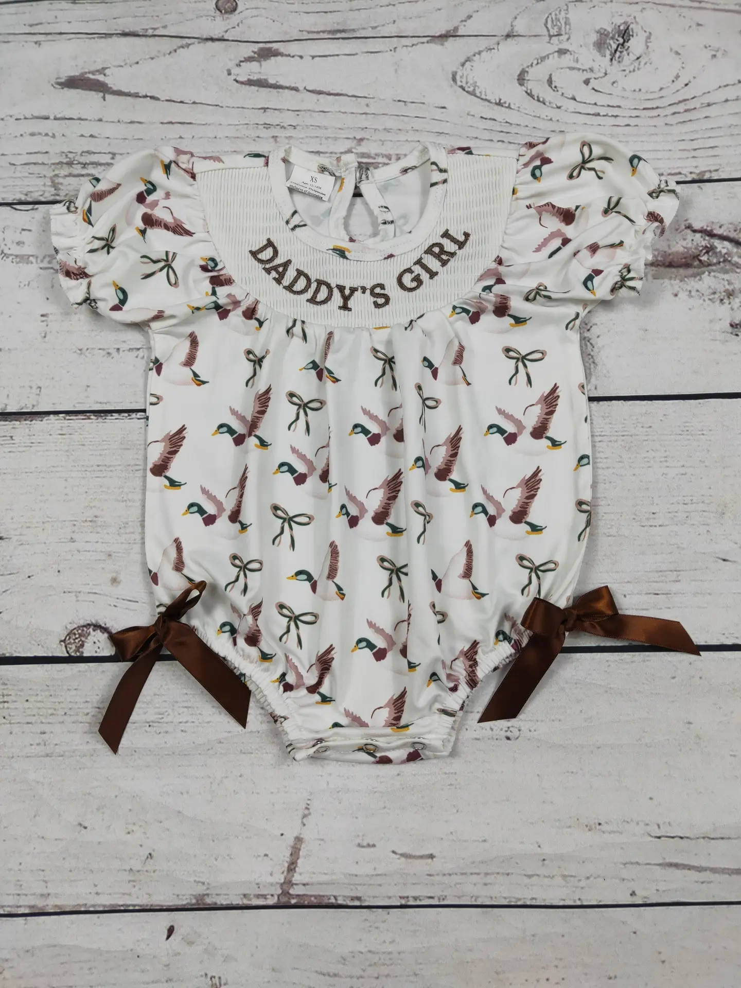 Duck Printed Daddy's Girl Smocked Bubble