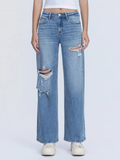 VERVET High Rise Medium Wash Distressed Wide Leg Jeans