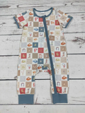 Western Print Baby Boy Romper with Zipper