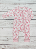 Checkered Bow Print Baby Zip Sleeper