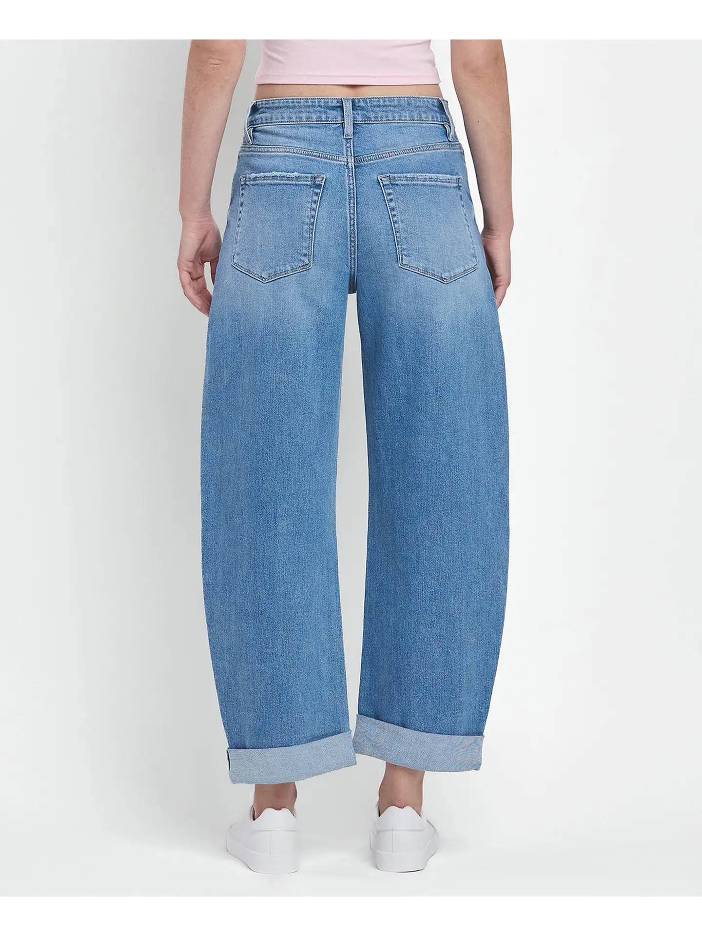 VERVET Super High Rise Double Cuffed Barrel Jeans