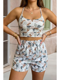 Camouflage Printed Cropped Tank Athleisure 2pcs Short Set